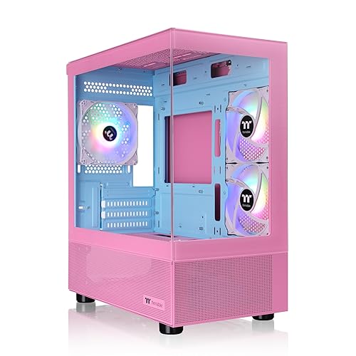 Thermaltake View 170 TG ARGB m-ATX Chassis; 3x120mm ARGB Lite Fans Included; 280mm Radiator Support; 340mm GPU Clearance; 160mm Air Cooler Max Height; Bubble Pink; CA-1Z4-00MAWN-01 View 170 Bubble Pink