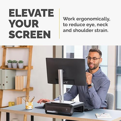 Fellowes Breyta Ergonomic Height Adjustable Stand for Monitor/Laptop, Black