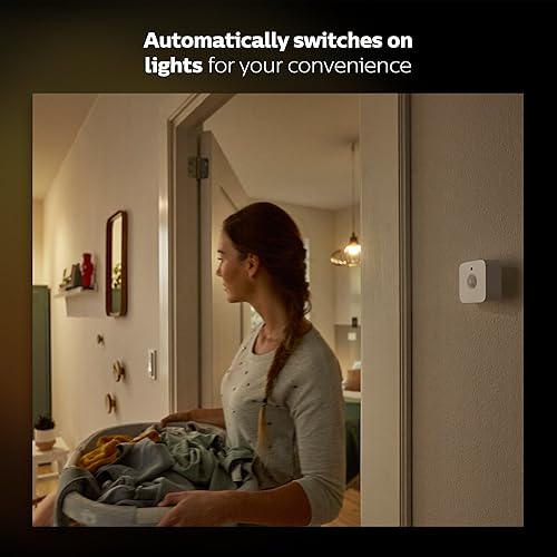 Philips Hue Indoor Motion Sensor for Smart Lights (Requires Hue Hub) Installation-Free, Smart Home, Smart Lighting, Exclusively for Philips Hue Smart Bulbs Sensor Only (New Version)