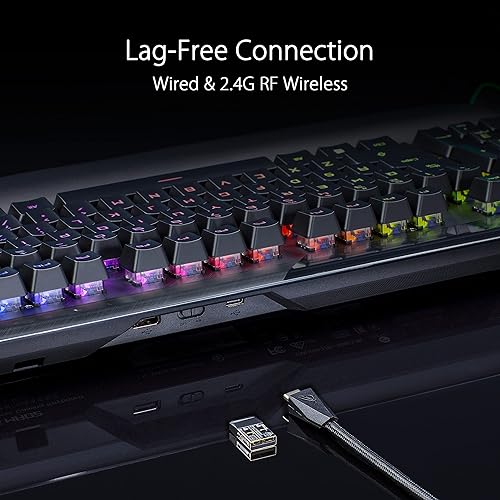 ASUS ROG Claymore II Wireless Modular Gaming Mechanical Keyboard (ROG RX Blue Switches, Detachable numpad & Wrist Rest for TKL 80%/100%, Aura Sync, Media Controls, Fast Charge, USB 2.0 Passthrough)