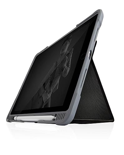STM Dux Plus Duo iPad Case 7th/8th/9th Gen 10.2-inch ipad case - Maximum Drop Protection and Clear Back, Storage for Apple Pencil or Logitech Crayon with Magnetic Battery Saving On/Off Cover- Black Black iPad 9th/8th/7th Gen