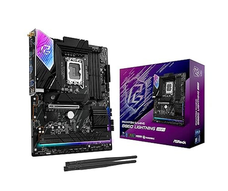 ASRock Phantom Gaming B860 Lightning WiFi 6E Intel Core Ultra LGA1851 DDR5 8933 MHz 256GB M.2 ATX Motherboard Thunderbolt SATA3 6.0 Gb/s PCIe 5.0