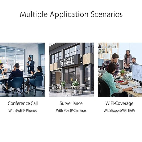 ASUS ExpertWiFi EBP15 5-Port GbE Smart Managed PoE+ Switch, 4 PoE+ Ports, 60W, Supports PoE Priority Setting, Perfect for PoE APs, IP Cameras, VoIP Phones, Centralized Management with ExpertWiFi App