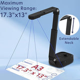 QOMO QPC100S 4K USB 13MP Portable Document Camera, with Mic, LED Light,Auto Focus, HDMI/USB Plug and Play, Compatible with Mac OS, Windows, Chromebook Compatible for Live Demo and Document Scanning