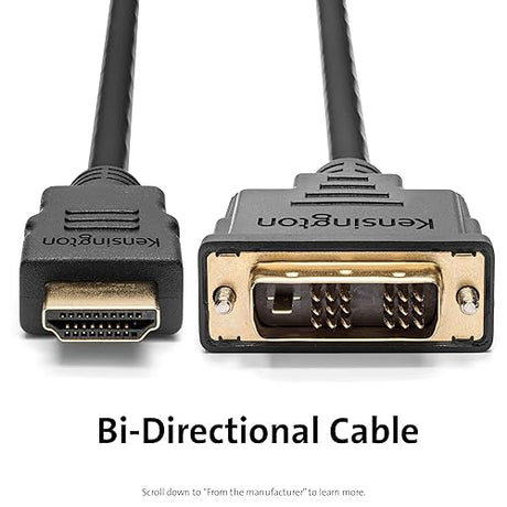 Kensington HDMI (M) to DVI-D (M) Passive Bi-Directional Cable, 6ft