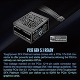 Thermaltake Toughpower SFX 1000W 80Plus Platinum ATX 3.1 Standard Power Supply; 600W 12V-2x6 Connector Included; Full Modular; 90mm FDB Fan; PS-STP-1000FNFAPU-1; 7 Year Warranty