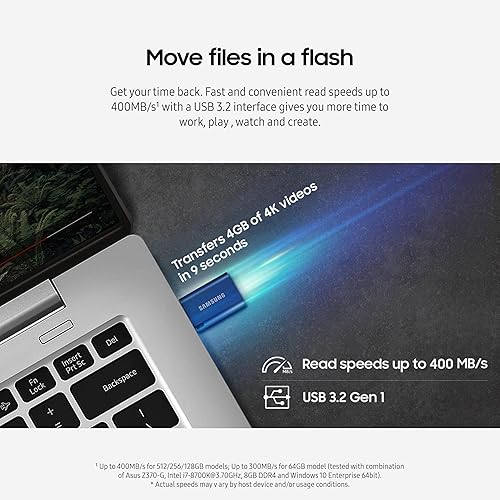 SAMSUNG Type-C USB Flash Drive, 512GB, Transfers 4GB Files in 11 Secs w/Up to 400MB/s Read Speeds, Compatible w/USB 3.0/2.0, Waterproof MUF-512DA/AM [Canada Version]