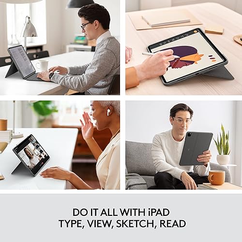 Logitech Combo Touch iPad Pro 12.9-inch (5th, 6th gen - 2021, 2022) Keyboard Case - Detachable Backlit Keyboard with Kickstand, Click-Anywhere Trackpad, Smart Connector - Oxford Gray; USA Layout Combo Touch Tablet Keyboard Oxford Gray