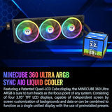 Thermaltake MINECUBE 360 Ultra CPU Liquid Cooler; Intel/AMD Compatible; 3x120mm 500~2000rpm SWAFAN EX ARGB; MAGForce 2.0. 4X 3.95 TFT LCD Screens; Swappable Fan Blades; Black; CL-W481-PL12SW-A