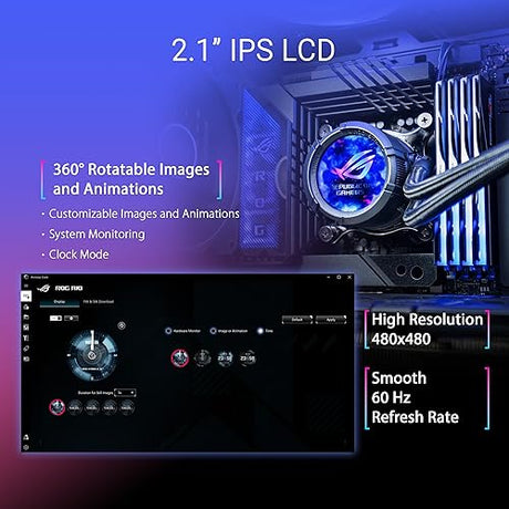 ASUS ROG Strix LC III 360 ARGB LCD All-in-one CPU Liquid Cooler - Intel® LGA 1700, 1200, 115X - AMD Socket AM4, AM5 – with 2.1 IPS LCD, Asetek’s New Gen7 v2 Pump, and Premium ROG ARGB Fans Gen III 360mm|ARGB|LCD