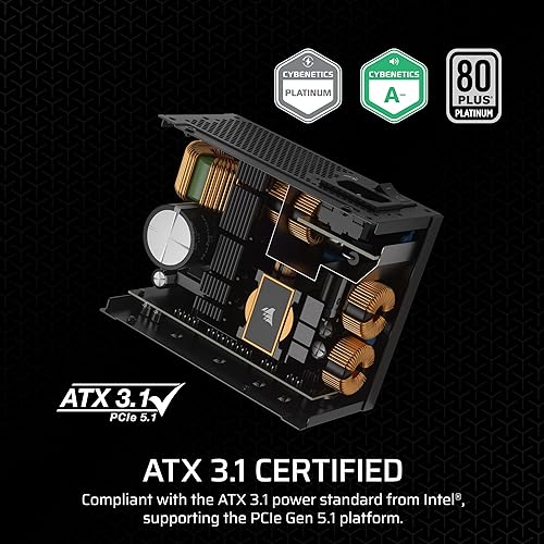 CORSAIR SF850 (2024) Fully Modular Low Noise 80 Plus Platinum ATX Power Supply – ATX 3.1 Compliant – PCIe 5.1 Ready – SFX-to-ATX Bracket Included – Black SF (ATX 3.1 & PCIe 5.1) 850 Watts