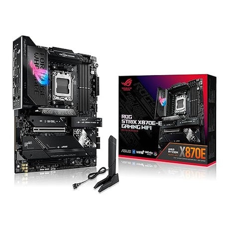 ASUS ROG Strix X870E-E Gaming WiFi AMD AM5 X870 ATX Motherboard 18+2+2 Power Stages, Dynamic OC Switcher, Core Flex, DDR5 AEMP, WiFi 7, 5X M.2, PCIe® 5.0, Q-Release Slim, USB4®, AI OCing & Networking ROG X870E-E|WIFI 7