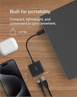 Belkin Connect USB-C to Ethernet + Charge Adapter 100W w/Gigabit Ethernet Port and USB-C Port - 10/100/1000 Mbps for Fast Internet Connection - Compatible with iPhone 15, Samsung Galaxy S24, & More