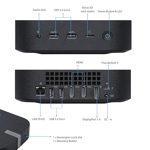 ASUS Chromebox 5 with Intel® Celeron 7305 Processor, 4GB Memory, M.2 128G NVMe SSD, Dual HDMI, one DP, Gigabit LAN, WiFi 6E, Thunderbolt ™ 4, Wireless Charger, VESA Mount,Black Celeron With Wireless Charging CHROMEBOX5-SC017UN-WC