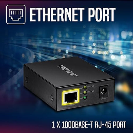TRENDnet 1000BASE-T to SFP Fiber Media Converter, Gigabit Ethernet to SFP Media Converter, 4Gbps Switching Capactiy, TFC-GSFP Gigabit SFP