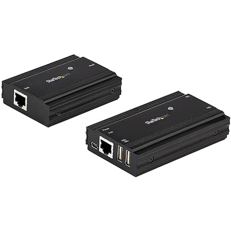 StarTech.com 4-Port USB 2.0 Extender Hub Over Single CAT5e/CAT6 Ethernet Cable (RJ45) - 330ft (100m) - USB Extender Hub Adapter Kit - Metal Housing - Externally Powered - 480 Mbps (USB2004EXT100)