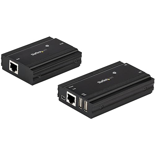 StarTech.com 4-Port USB 2.0 Extender Hub Over Single CAT5e/CAT6 Ethernet Cable (RJ45) - 330ft (100m) - USB Extender Hub Adapter Kit - Metal Housing - Externally Powered - 480 Mbps (USB2004EXT100)