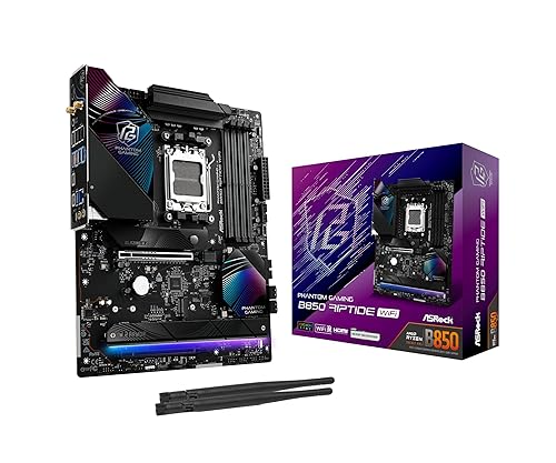ASRock AMD B850 Phantom Gaming Riptide WiFi 7 Socket AM5 Ryzen DDR5 8000 MHz 256GB ATX Motherboard M.2 SATA3 6.0 Gb/s PCIe 5.0 ATX Riptide WiFi