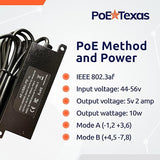 PoE Texas Power Over Ethernet to USB-C PD Adapter for iPad Air, Mini, Samsung Tab, Google Pixel, Microsoft Surface Go - Converts from Any 802.3af PoE Switch or Injector to 10W Power and 10/100 Data