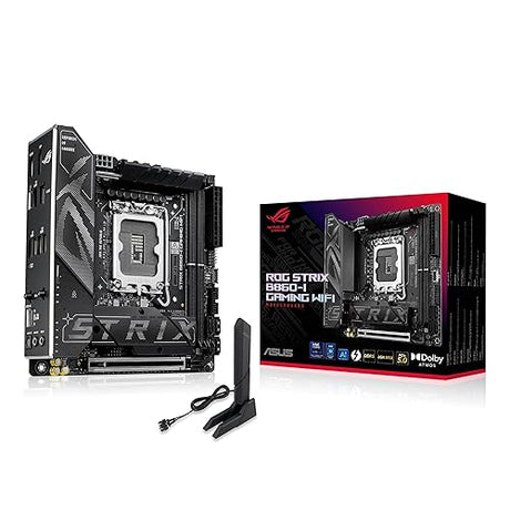 ASUS ROG STRIX B860-I GAMING WIFI B860 LGA 1851 mITX Mini-ITX motherboard, Intel® Core™ Ultra Series 2 Ready, Advanced AI ready, 10+1+2+1 stage, DDR5, 2.5G LAN, WiFi7, M.2, Thunderbolt™ 4, USB Type-C®