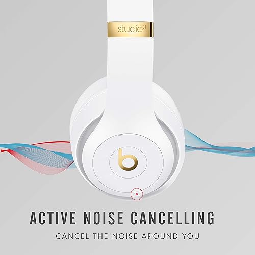 Beats Studio3 Wireless Noise Cancelling Over-Ear Headphones - Apple W1 Headphone Chip, Class 1 Bluetooth, 22 Hours of Listening Time, Built-in Microphone - White White Studio3