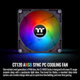 Thermaltake CT120 ARGB Sync PC Cooling Fan (2-Fan Pack), 5V Motherboard Sync, 16.8 Million Colors 9 Addressable LEDs, 120 mm Hydraulic Bearing Case/Radiator Fan, CL-F149-PL12SW-A ARGB 120mm Black