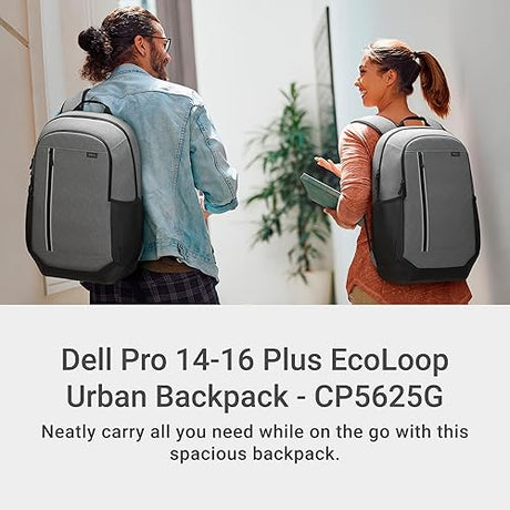Dell Pro 14-16 Plus EcoLoop Urban Backpack - CP5625G - 27 liters, 16 Laptop Maximum, 2 x Side Pockets, 300D rPET Polyester Woven Fabric, Water Resistant, 52% Recycled Content