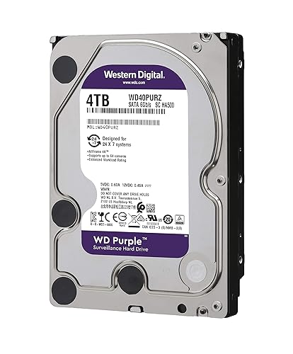 Western Digital 4TB WD Purple Surveillance Internal Hard Drive HDD - SATA 6 Gb/s, 64 MB Cache, 3.5" - WD40PURZ 4TB 64 MB Cache