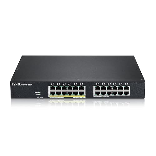 Zyxel 24-Port PoE Gigabit Switch | Smart-Managed | 12x PoE+ Ports @130W | Optional Nebula Cloud | Rackmount [GS1915-24EP] 24-Port | 12x PoE+ 170W