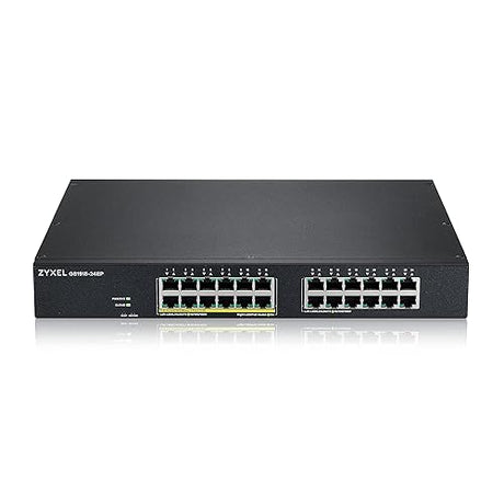 Zyxel 24-Port PoE Gigabit Switch | Smart-Managed | 12x PoE+ Ports @130W | Optional Nebula Cloud | Rackmount [GS1915-24EP] 24-Port | 12x PoE+ 170W