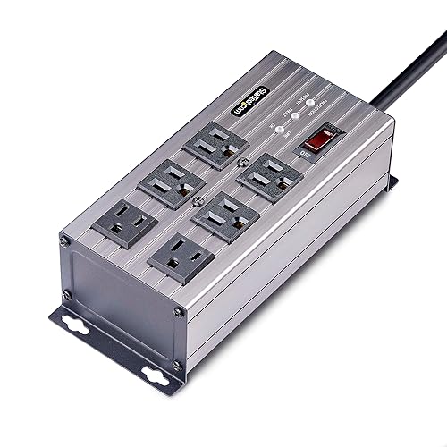 StarTech.com 6-Outlet Industrial Power Strip 125V/15A, EMI/RFI Isolation, Mountable PDU, 8ft/2.4m Power Cord, NEMA 5-15P/R