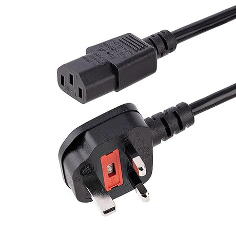 StarTech.com 6ft (1.8m) UK Computer Power Cable, 18AWG, BS 1363 To C13, 10A 250V, Black Replacement AC Power Cord, Kettle Lead/UK Power Cord, PC Power Supply Cable, TV/Monitor Power Cable (PXT101UK)