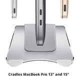 SIIG Aluminum Vertical Laptop Stand Holder, Desk Space Saving, Three Rubber Sizes 0.56, 0.64 & 0.72, Fits MacBook Pro, and Other Laptops to Organize Work & Home Office (CE-MT2R12-S2)