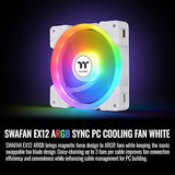 Thermaltake SWAFAN EX 12 ARGB PC Cooling Fan White, 3-Fan pcak, 500~2000 RPM, Magnetic Connection, Reversable Blades, sync with MB RGB Software, CL-F169-PL12SW-A