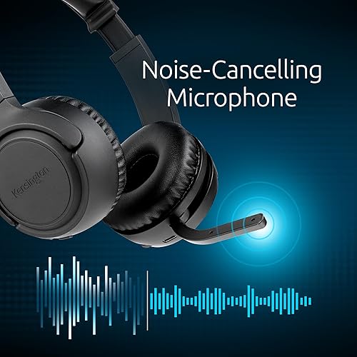 Kensington H1050 EQ Wireless Headset with Microphone, Bluetooth 5.4, ENC Microphone, Earcup Controls, Black (K80182WW) Wireless/On-ear Black