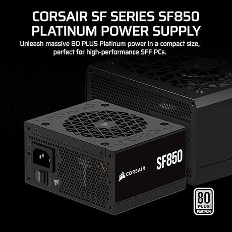 CORSAIR SF850 (2024) Fully Modular Low Noise 80 Plus Platinum ATX Power Supply – ATX 3.1 Compliant – PCIe 5.1 Ready – SFX-to-ATX Bracket Included – Black SF (ATX 3.1 & PCIe 5.1) 850 Watts