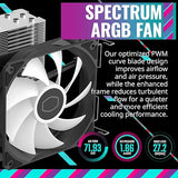 Cooler Master Hyper 212 Spectrum V3 CPU Air Cooler, ARGB Sync, 120mm PWM Fan, 4 Copper Direct Contact Heat Pipes, 152mm Tall, Brackets AMD Ryzen AM5/AM4, Intel LGA1700/1200 (RR-S4NA-17PA-R1)