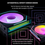 Lian Li UNI Fan SL-Infinity Wireless 120 - Triple Pack (Reverse Blade) - 2.4GHz Wireless Signal ARGB Fan Control - Double Infinity Mirror - Low Noise - Controller Included - Black (12RSLIN1W3B) 120 Reverse Triple Black