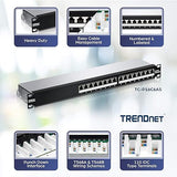 TRENDnet 16-Port Cat6A Shielded Patch Panel, TC-P16C6AS, 1U 19 Metal Housing, 10G Ready, Cat5e/Cat6/Cat6A Ethernet Cable Compatible, Cable Management, Color-coded Labeling for T568A and T568B wiring 16 Port Cat6A