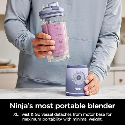 Ninja Blender, Blast Max, Cordless, Personal Blender for Smoothies, Frozen Drinks, Ice Crush, 22 oz. Removable Vessel, Leakproof Lid, BPA-Free, Dishwasher Safe, Auto-iQ Technology, Lavender, BC251CLD