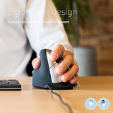 R-Go HE Vertical Ergonomic Mouse, Large Left Hand, Break Software, USB-C/A Wired, Prevents Tennis Elbow/Mouse Arm RSI, Silent Click, 5 Buttons - Compatible Windows/Mac, Black Left Handed - Wired Black/Silver