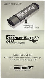 Kanguru Defender Elite30, Hardware Encrypted, Secure, SuperSpeed USB 3.0 Flash Drive, 128G