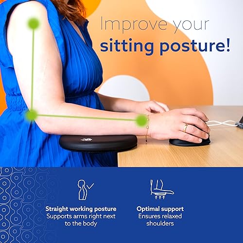 R-Go Arm Rest Split for Desk, Ergonomic Desk Extender Tray in 2 Parts, Elbow & Wrist Support, Soft Sponge Built-in, Easy Typing Pain Relief, Punch-Free Clamp on, Black (2pcs)