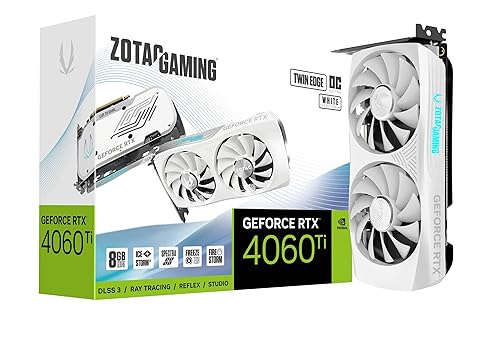 ZOTAC Gaming GeForce RTX 4060 Ti 8GB Twin Edge OC White Edition DLSS 3 8GB GDDR6 128-bit 18 Gbps PCIE 4.0 Compact Graphics Card, IceStorm 2.0 Advanced Cooling, Spectra RGB Lighting, ZT-D40610Q-10M