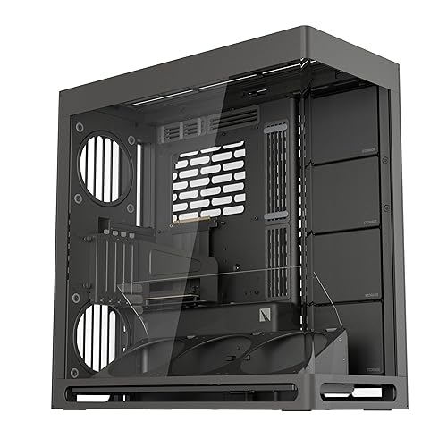 HAVN HS 420 VGPU Dual-Chamber Mid Tower ATX PC Case Black | PCIe 5.0 Vertical GPU Kit, 11x 140mm Fans & 3X 420mm Radiator Support, SimpliCable Cable Management, Tempered Glass, PWM Fan Hub Black Vertical GPU Mount