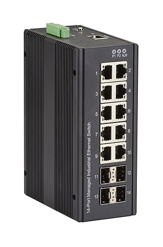 Black Box Network - LIG1014A - Industrial Managed Gigabit Ethernet Switch - (10) Rj-45, (4) Sfp