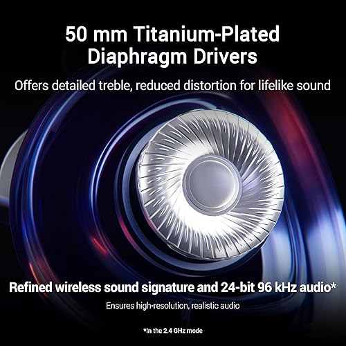 ASUS ROG Delta II Wireless Gaming Headset with Detachable Mic – Tri-Mode (BT, 2.4GHz, 3.5mm), 50mm Titanium-Plated Drivers, 110Hr Battery, Lightweight, for PC, PS5, PS4, Xbox, Switch, Mobile - White