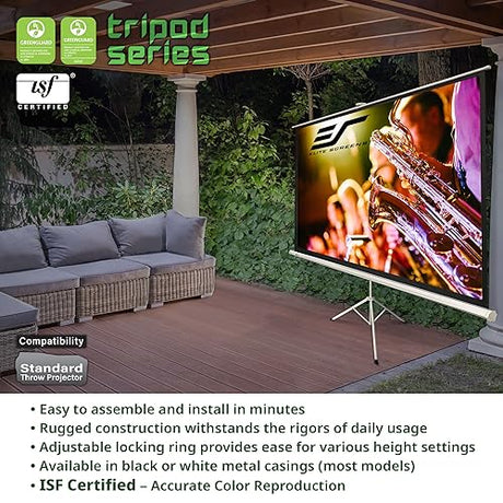 Elite Screens Tripod, 119-inch, Adjustable Multi Aspect Ratio Portable Pull Up Projection Projector Screen, T119UWS1