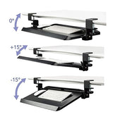Kantek Clamp On Under Desk Ergonomic Computer Keyboard Tray Holder, Adjustable Tray Slides Out with Tilt Control, Easy Mounting, 20 X 11.5, Black