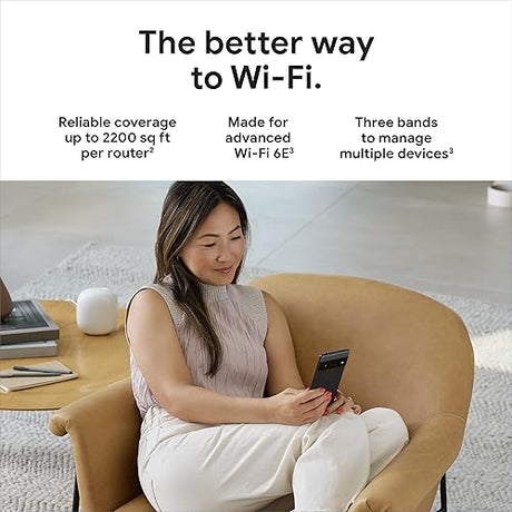 Google Nest WiFi Pro- Wi-Fi 6E, Reliable Home Wi-Fi System with Fast Speed and Whole Home Coverage-Mesh Wi-Fi Router 4 Pack-Snow